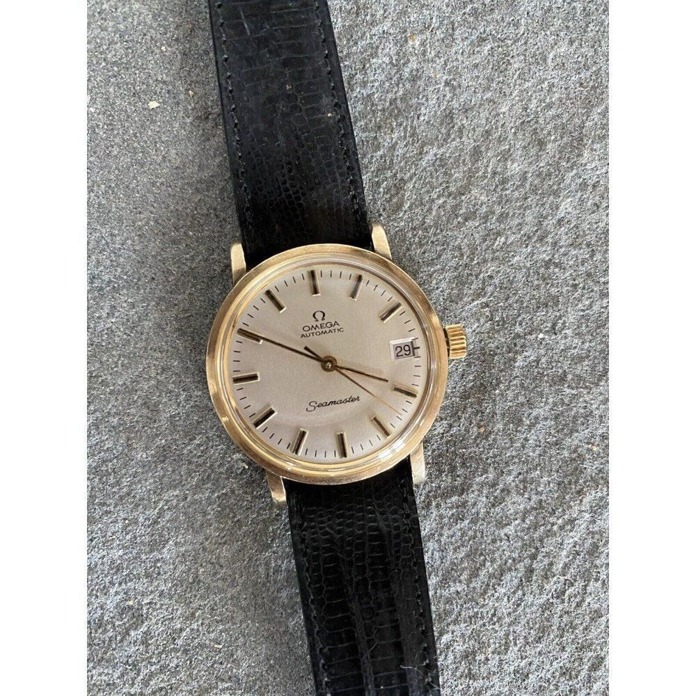 OMEGA Seamaster Watch Mens Automatic Wristwatch 10k Gold Filled Teju Lizard